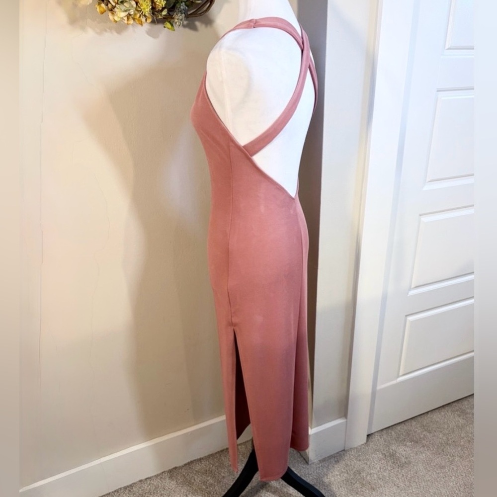 Michael Costello x REVOLVE Cordelia Crisscross Back Midi Dress Blush Pink~XS💛 - Picture 6 of 12